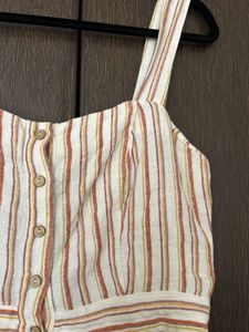 Forever 21 Striped Button-Down Crop Top