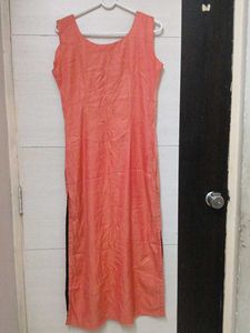 Peach Color Block Kurti
