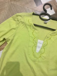 Lime Green Embellished Neck Top