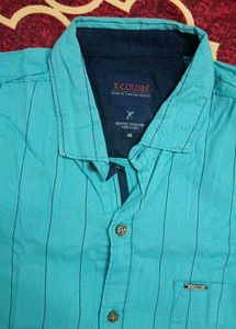 Classic Striped Casual Shirt – Teal Blue