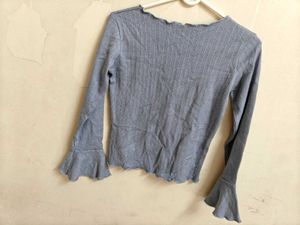 Cute Blue Bell Sleeve Top