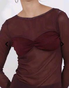 Sheer Burgundy Long Sleeve Top