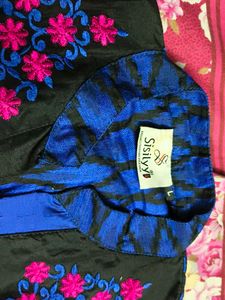 Embroidered Black &amp; Blue Kurti