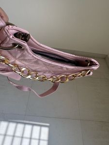 Pink Quilted Chain Shoulder Bag