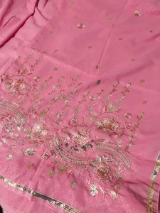 Pink Embellished Saree