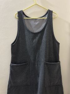 Gray Sleeveless Dress with White Top