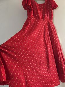 Red Printed Midi Dress