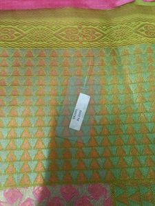New Pink And Apple Green Viscose Kanchi Saree