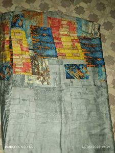 Crape Saree Abstract Print Fabric