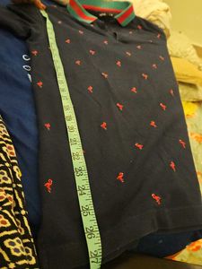 Splash Flamingo Print Polo T-Shirt- M size