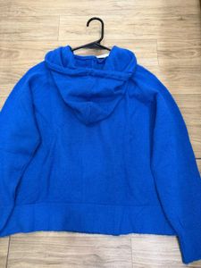 Blue Knit Hoodie Top - Size M/L