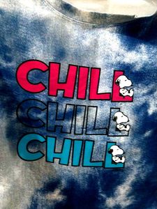 Blue Tie-Dye &#39;CHILL&#39; Graphic T-Shirt