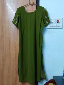Elegant Olive Green Kurtaset with dupatta and pant