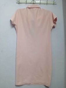 Blush Pink Zip-Up Polo Dress