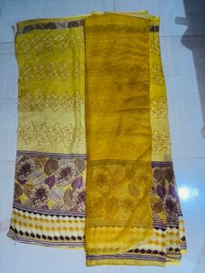 Elegant Yellow Floral Saree