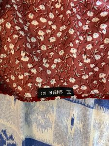 red wrap up shein top