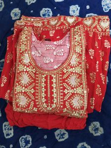 Red Anarkali Plazo Suit❤️