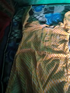 Yellow &amp; White Striped Kurti