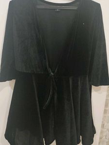 Black Wrap Fit And Flared Dress