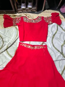 Elegant Red Lehenga Choli Set(new)