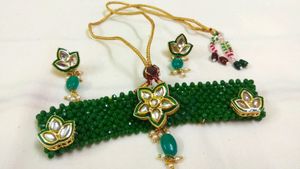 Crystal and kundan Work choker set