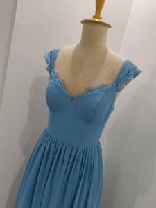 Elegant Blue Lace Maxi Dress