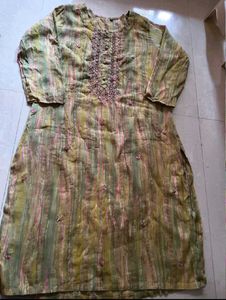 Embroidered Olive Green Kurta