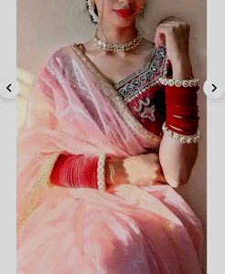 New Silk Nylon Saree With Velvet Blouse Piece