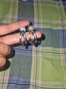 Silver Triple Hoop Earrings