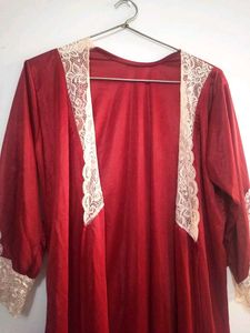 Red Lace Trim Robe