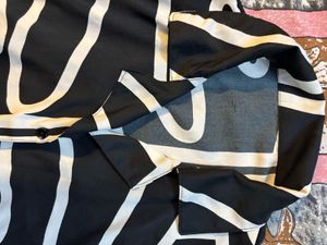 Abstract Print Crop Oversized Shirt