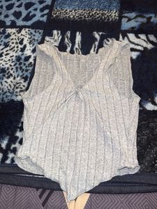 Gray Ribbed Tank Top