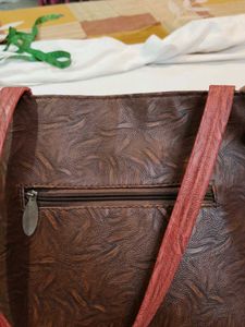 Brown &amp; Red Patterned Tote Bag