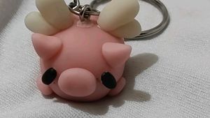 Cute Pink pig with a wing keychain