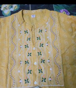 Yellow Embroidered Kurta