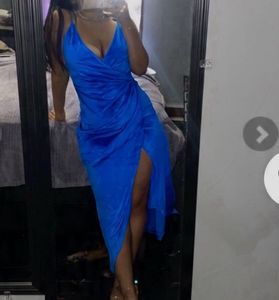 Royal Blue Mini Dress Back Zip Velvet