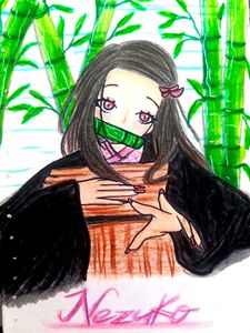 Handmade Nezuko Kamado Drawing 🌸