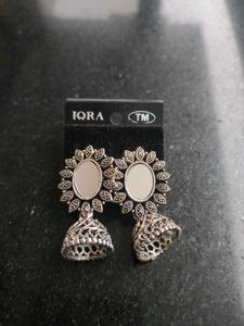 Women Silver Mirror Jhumka