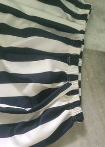 White And Blue Strechable Stripped Palazzo