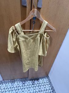 Yellow Cold Shoulder Top