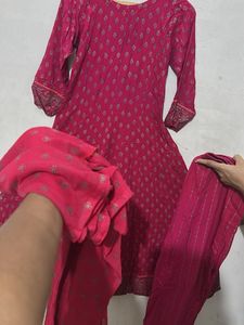 Pink Gown Set With Duppata And Pant