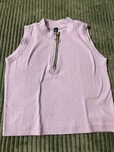 H&M Lavender Ribbed Zipper Tank Top