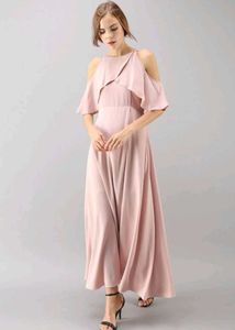 Pink Cold Shoulder Maxi Dress