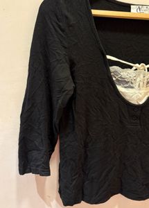 Beautiful Vintage Lace Trim Top