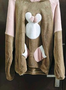 Cute Plush Bunny Hoodie And Lower
