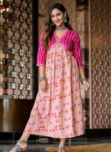 Pink V Neck Lotus Dress💕🌷