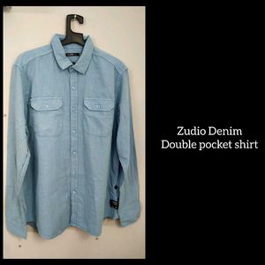 Zudio Denim Double Pocket Shirt