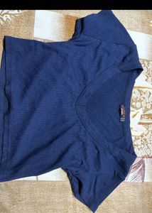 Navy V-Neck Crop Top
