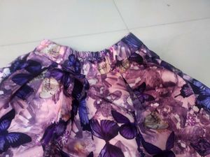 Purple Floral Print Skirt