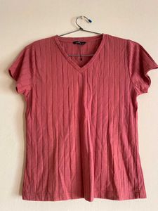 Coral V-Neck Tee